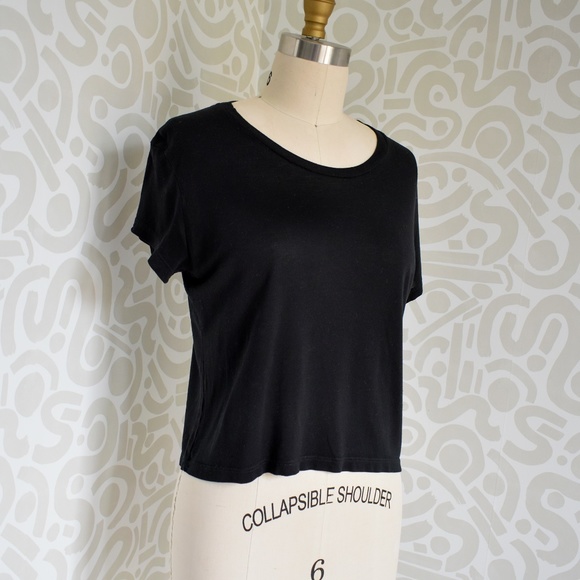Reformation Black Cropped T-Shirt - Super Soft Jersey! - Picture 1 of 8